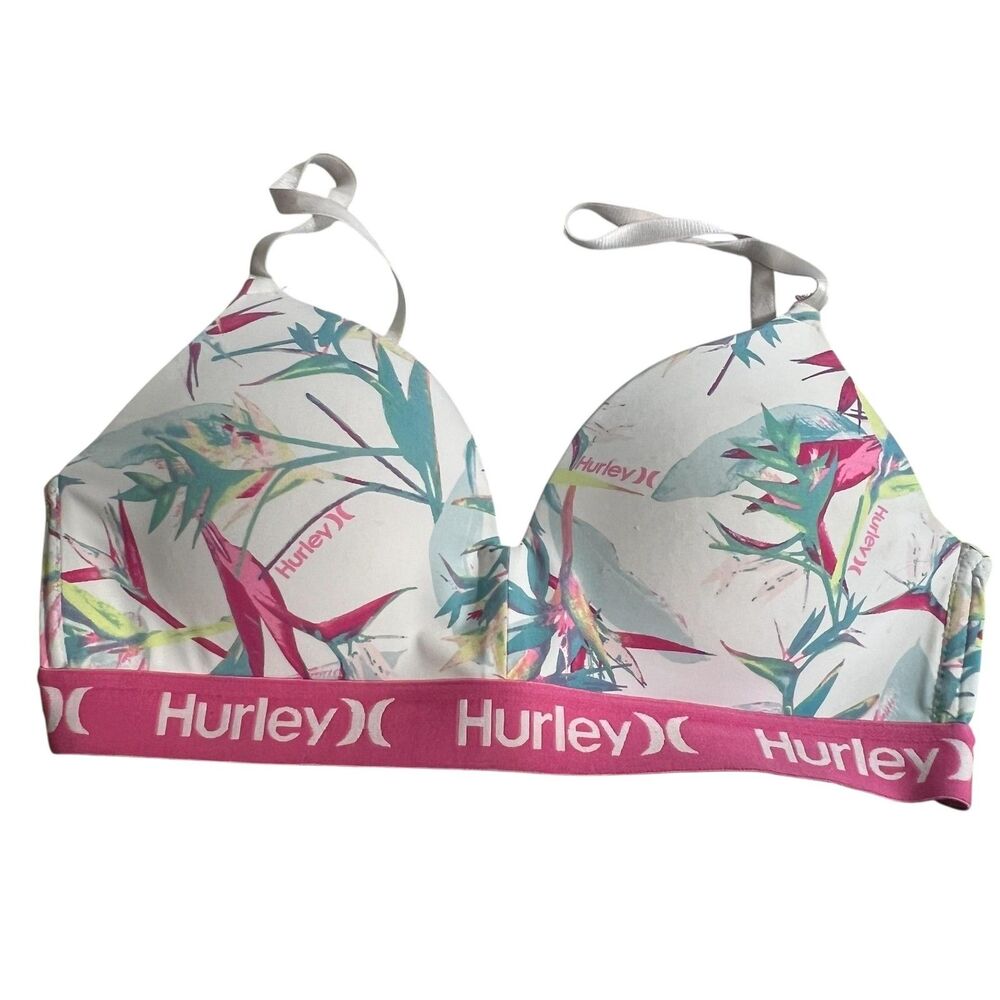 Hurley Bra Womens 36B Padded Underwire Floral Tropical Adjustable Straps